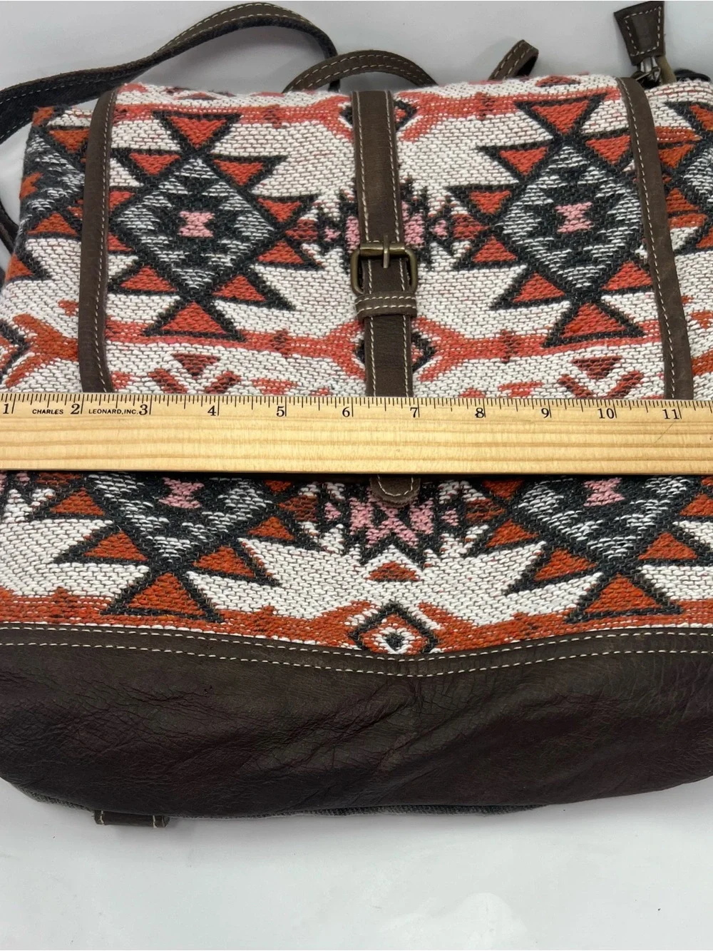 Myra Bag Southwestern Canvas Leather Backpack Boho Aztec Tribal Flap Book Bag
